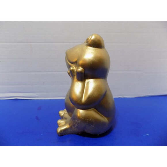 NEW Gold Frog Figurine Statue Frogs Plaster - Picture 6 of 6